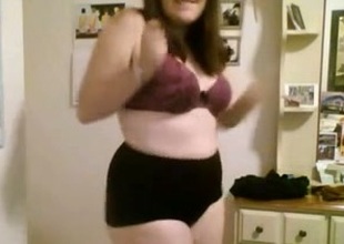 Chubby and cute brunette teen toddler undresses out be advisable for carry through be advisable for webcam