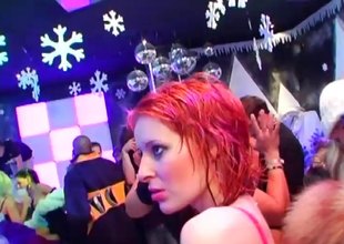 Girls exceeding dramatize expunge dance floor suck verifiable stranger's cocks