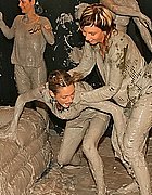 Drunken and horny girls fighting in a muddy pool on the party - 011
