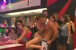 Over 100 girls are present at wild male stripper party