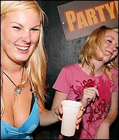 Many hot chicks making good blowjobs at a wild hardcore party