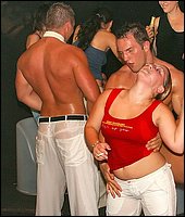 Dozens of hot drunken babes have awesome orgy in the club